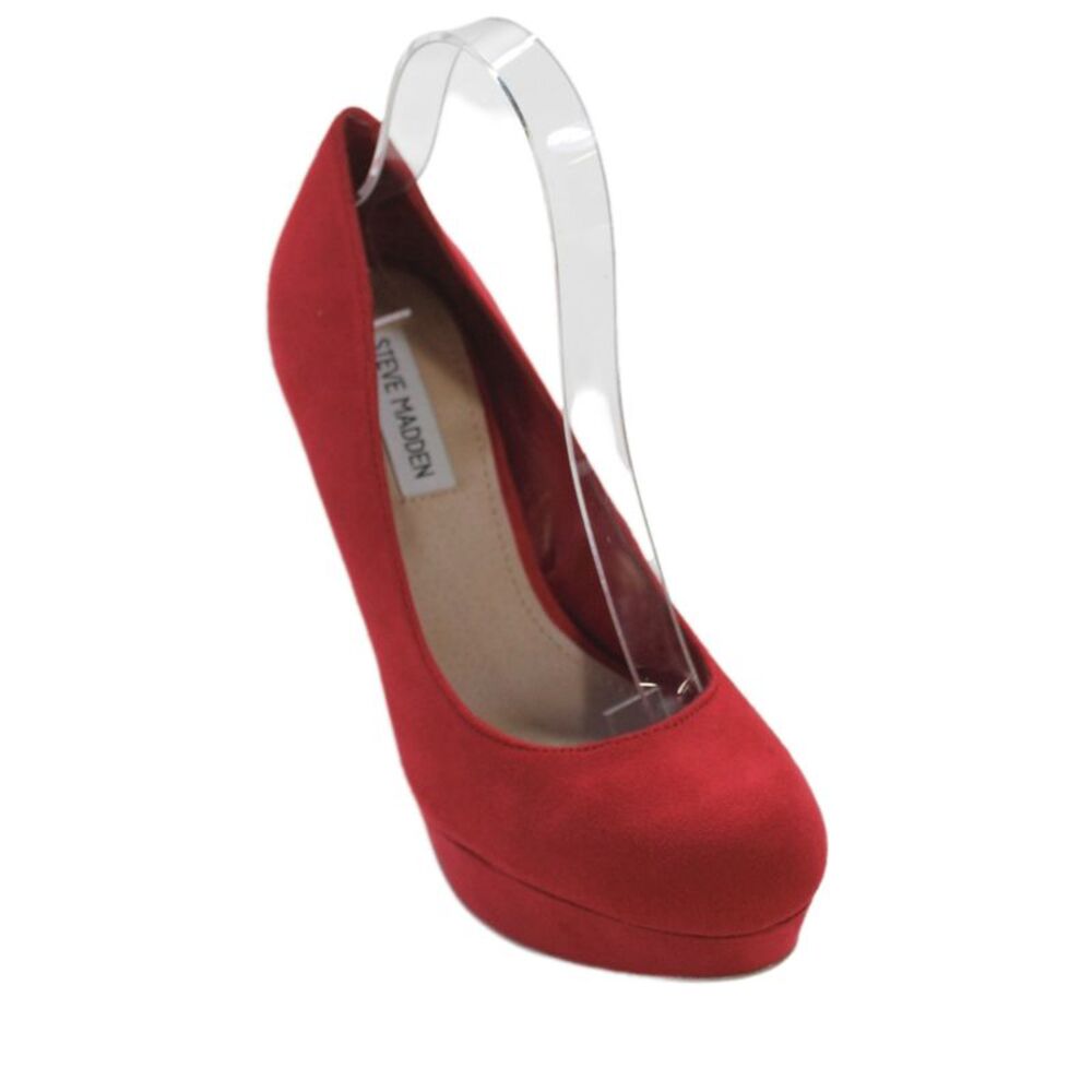Steve Madden Women's Round Toe Platform Heel Slip-On Stiletto Shoes Red Size 7.5